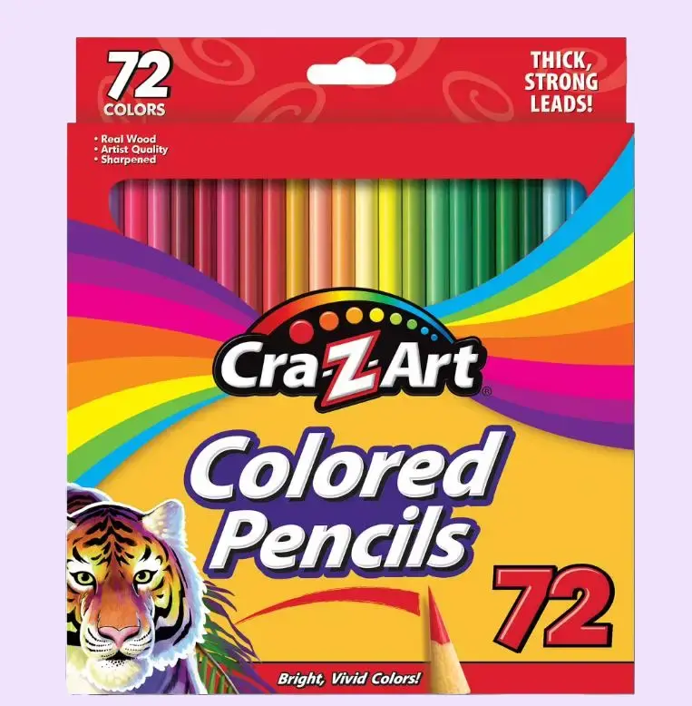 Cra-Z-Art 72-Pack Premium Pre-Sharpened Colored Pencils - Assorted Bright Colors for Students, Artists & Crafters