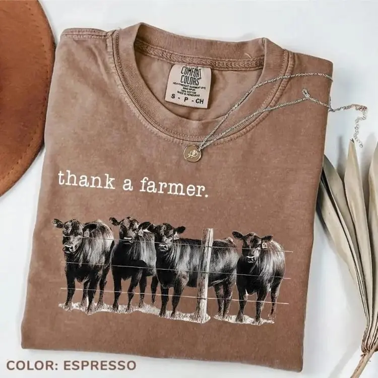 Thank a Farmer Comfort Colors Shirt, Beef Farmer T-Shirt, Western Farmer Tee, Cute Cow Shirt, Season Shirt, Thanksgiving Gift Lovers Farm Life