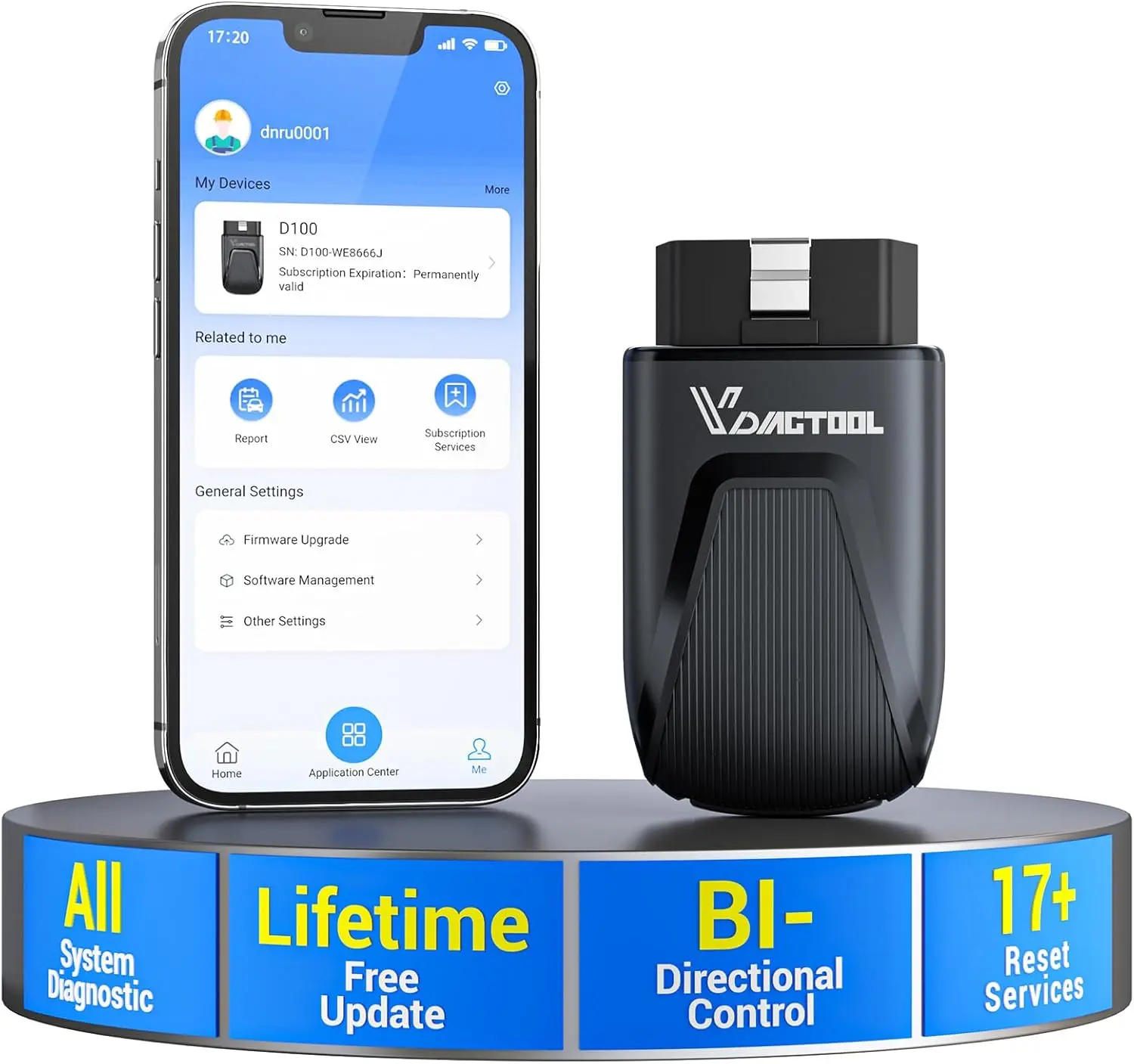 Vdiagtool D100 Wireless Bidirectional OBD2 Scanner, Bluetooth Car Code Reader - Full System Diagnostic, 17 Resets (Crank Sensor, Throttle, EPB Relearn), 8-in-1 Live Data, Active Tests, 3 Years Updates for iPhone, iOS & Android (Father's Day Gift), Smart D
