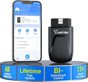 Vdiagtool D100 Wireless Bidirectional OBD2 Scanner, Bluetooth Car Code Reader - Full System Diagnostic, 17 Resets (Crank Sensor, Throttle, EPB Relearn), 8-in-1 Live Data, Active Tests, 3 Years Updates for iPhone, iOS & Android (Father's Day Gift), Smart D