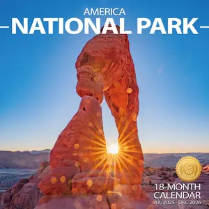Wall Calendar 2025-2026 Planner Calendar -  National Park Hangable Monthly Wall Calendar with Large Blocks for Organizing & Planning, Academic Schedule, , Office & family, Thick & Sturdy Paper (12"x24" Open)