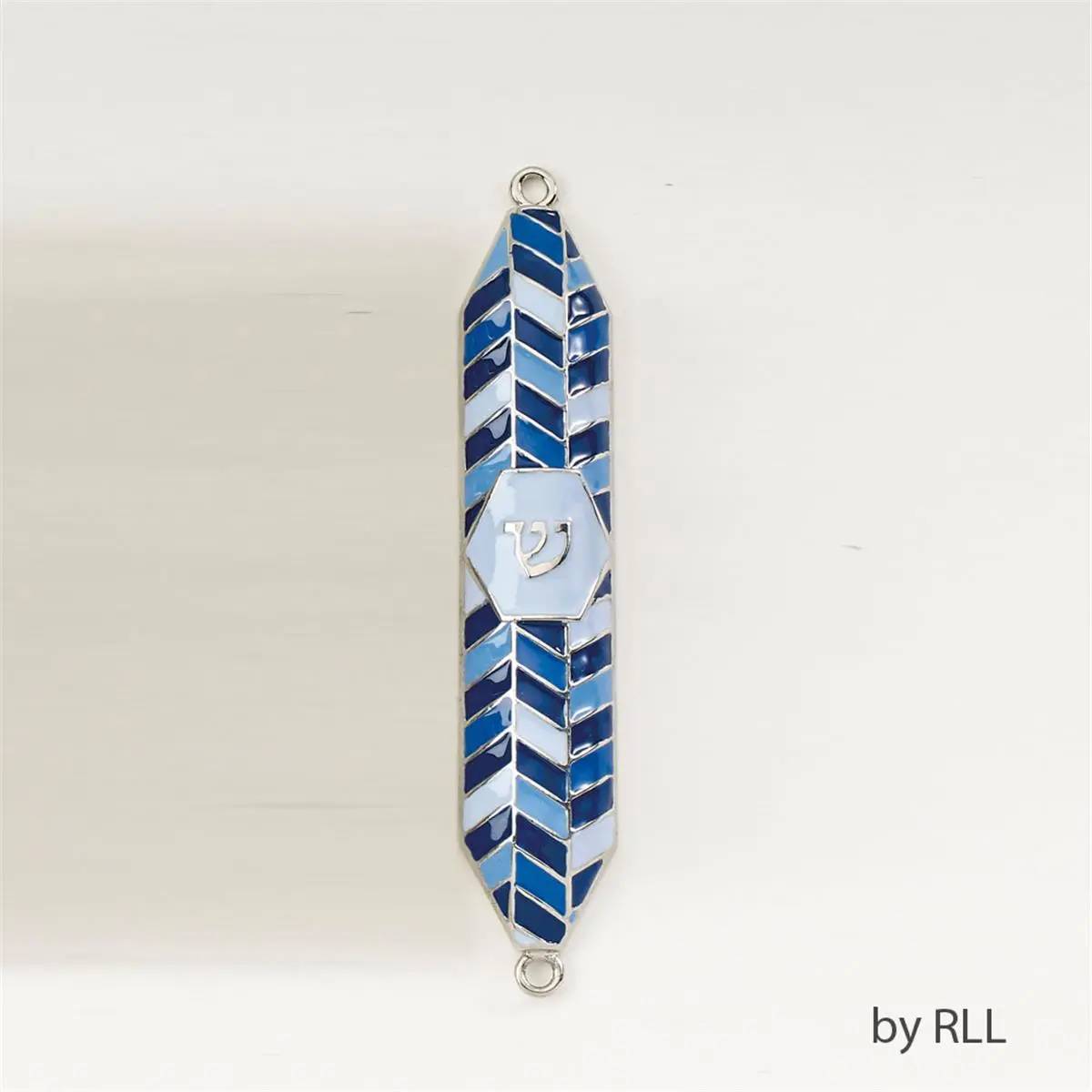 Rite Lite MZE-6 5 in. Mezuzah Enamel Blue Geometric Gift Box