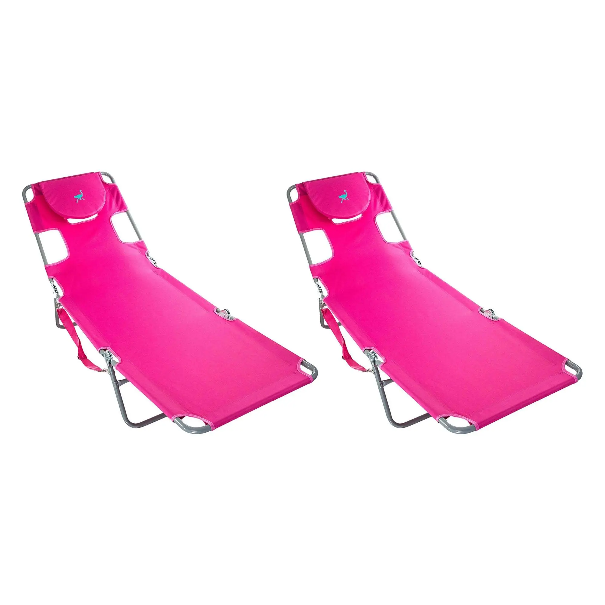 Ostrich Chaise Lounge Folding Portable Sunbathing Poolside Beach Chair (2 Pack) Ostrich Chaise Lounge Folding Portable Sunbathing Poolside Beach Chair (2 Pack)