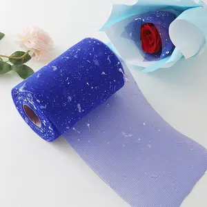 Solid Color Mesh Glitter Trim Ribbon, 3 Counts/set DIY Flower Bouquet Wrapping Ribbon, Gift Wrapping Supplies for Flower Shop, Wedding, Birthday, Party