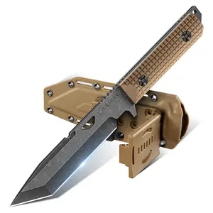 Dragon Creek Outdoor  Knife Kydex - Outdoor Camping Essentials Tolls with Sheath D2 Steel Blade G10 Full Tang Handle for Camping Hiking Christmas Thanksgiving Gift Men Brown.