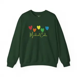 Medical Coder Rainbow Hearts YF Sweatshirt Crewneck Fabric
