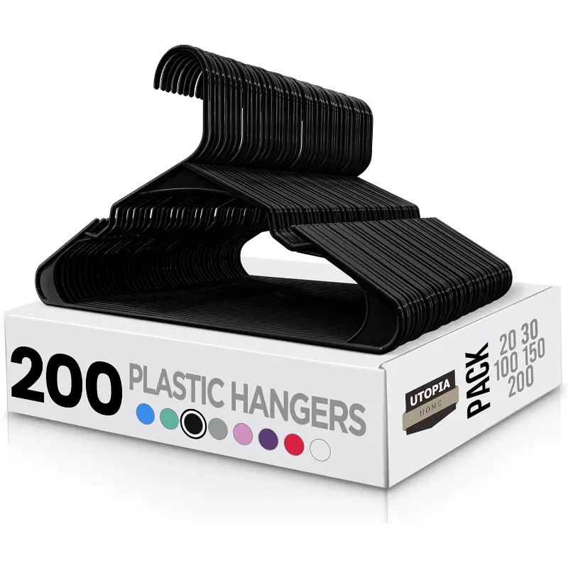 Plastic Hangers 50 Pack - Perfect Space Saving Clothes Hanger - Durable and Strong Closet Organizers and Storage Makes It Ideal Dorm Room Essentials for Girls or Guys (White)
