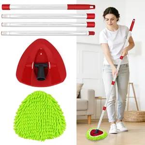 1set Spin Mop Set with Handle Base Replacement Head Compatible with Vileda/Ocedar Easy Wring 1Tank System Easywring Spin Mop Soft Microfiber Mop Cloth Efficient Cleaning Kitchen Bathroom Living Room Cleaning Supplies