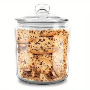 Mastertop 1 Gallon Sealed Glass Jar-Cookie Candy Penny Jar with Leak-Proof Rubber Washer Lid, Transparent Large Household Storage Container, 1 Piece Silicone Reusable Grocery Bag