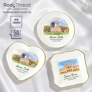 [Flash Deal] RodyThread Personalized Graduation Gift Ceramic Tray - Custom University Campus Photo Trinket Dish, Jewelry Tray for Class of 2026, High School & College Graduation Keepsake Gift For Best Friends