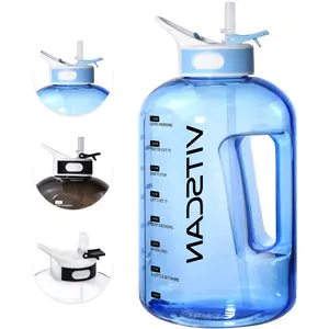 64/128oz Time-Marked Water Bottle – BPA-Free Large Sports Jug with Motivational Time Marker