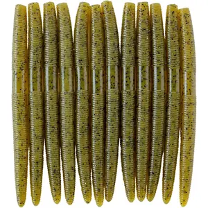 Senko  Soft Plastic Lures 5" Senkos 24 count/100pcs for Wacky Rig Freshwater Fishing Green Pumpkin senko with Black Flake  Watermelon Double Color