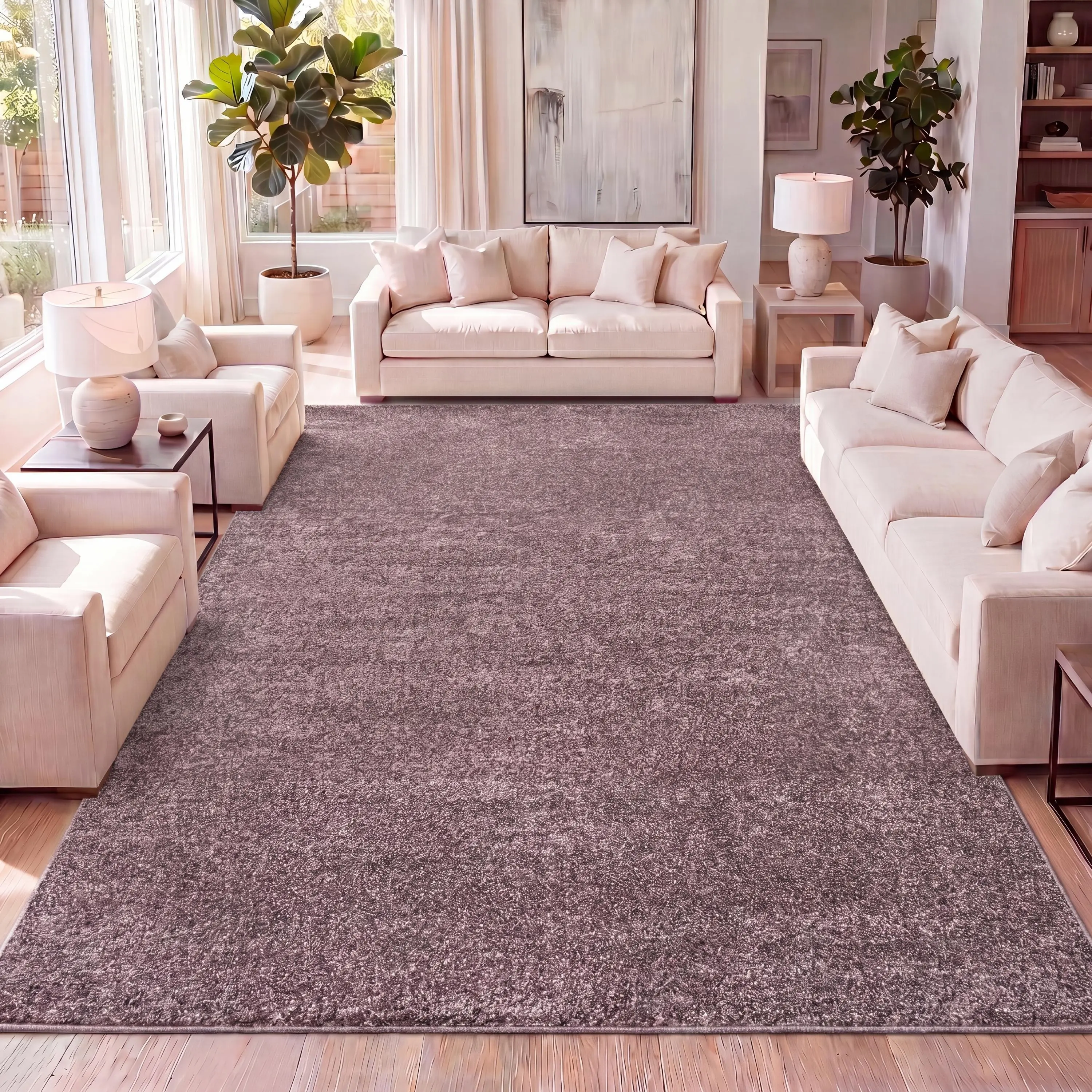 JONATHAN Y Haze Solid Low-Pile Light Purple Indoor Area Rug - Contemporary Decorative Home Decor Rug for Living Room, Bedroom, Office, Contemporary Decorative Rug, Home Decor Rugs