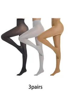 3pairs fashionable sparkling stockings comfortable high waisted pantyhose Tights suitable for women's daily party and holiday wear