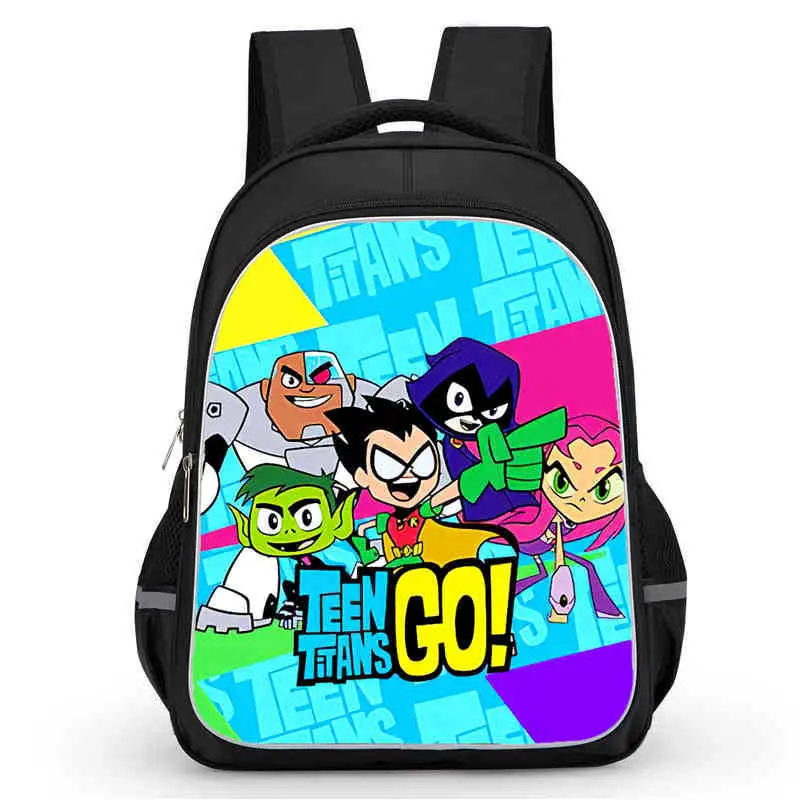 Teen Titans Go Printed Backpack, Cartoon Character Graphic Daypack, Casual Lightweight Shoulder Backpack for School and Travel