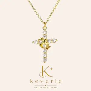 Keverie Unisex Adjustable Clavicular Thin Chain Choker Necklace, Long Titanium Steel Chain with Simple Crown & Cross Pendant, Redemption Gospel Belief Men's Accessories, Exquisite All-Match Costume Jewelry for Daily & Party Wear