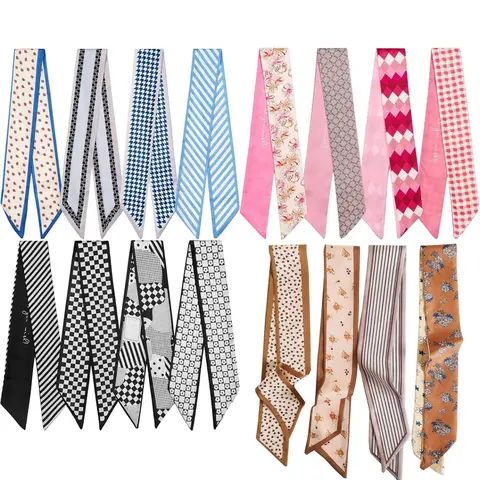 Women's 16pcs 16 Colors 005 Satin Accessory Set - Fashion Hair Scarves, Satin Head Scarf, Neck Wrap Neckerchiefs, Sheer Neckerchiefs, Fiber Scarves, Head Wraps, Boho Ties, Lightweight Drape, Sheen, Casual Wear Gift for Her