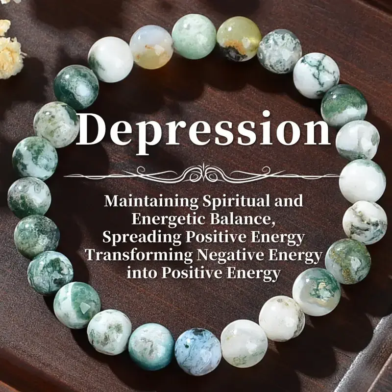 Inspirational Beaded Bracelet, Handcrafted 8mm Natural Gemstone Jewelry for Anxiety Relief and Spiritual Balance, Unisex, Exquisite Bracelet, Inspirational Bracelet