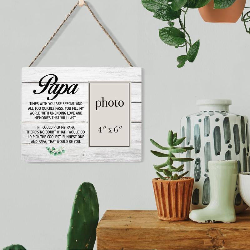 Papa Gift Picture Frame, Gifts for Grandpa Grandad Grandfather, Rustic Papa Wood Picture Frame 8 x 10 Inches, Wall Mount and Tabletop - 4 x 6 Inch Photo