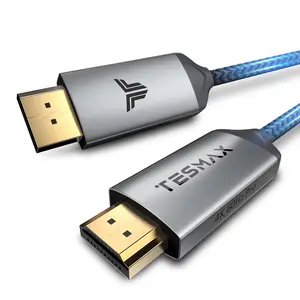 TESMAX DisplayPort to HDMI Cable, DP to HDMI Unidirectional 4K UHD Cable, Compatible with Monitor Projector Desktop GPU AMD NVIDIA HP Dell