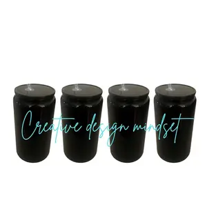 Count of 4 Black Glass Beer Can bundle 16 oz