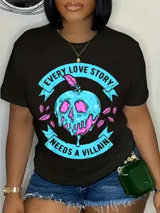 100% Cotton Unisex Disney Villains Valentine's Day Love Story Poison Apple Logo T-Shirt