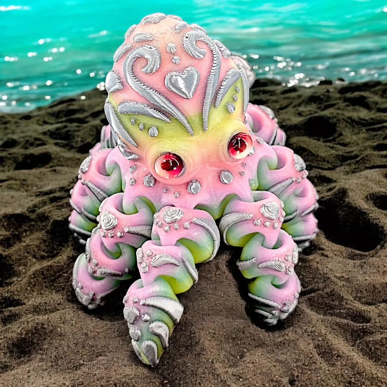 Fluorescent Octopus Ornament, 3D Printed Gift Decoration, Room Decor Statue, Perfect for Home & Office, Unique Birthday Present Idea