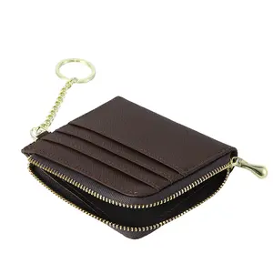 Credit Card Wallet Slim Credit Card Holder Rfid Blocking Small Wallet with Keychain Fashion Zipper closure, multiple card slots, secure card storage, stylish wallet, compact travel design, perfect for frequent travelers, for Daily Use, Ideal Gift