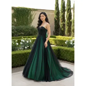 Anna Black and Green Wedding Dress, Gothic Wedding Dress, Aline Black Dress, Black Lace Wedding Dress, Custom Wedding Dress