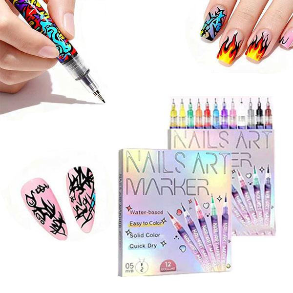 12-Color Nail Art Marker Set – Quick-Drying Acrylic Pens for DIY Manicures & Easy 3D Designs, Ideal for Beginners 12-Color Nail Art Marker Set – Quick-Drying Acrylic Pens for DIY Manicures & Easy 3D Designs, Ideal for Beginners