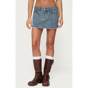 Edikted Women's Keiko Studded Denim Mini Skirt - Multicolor