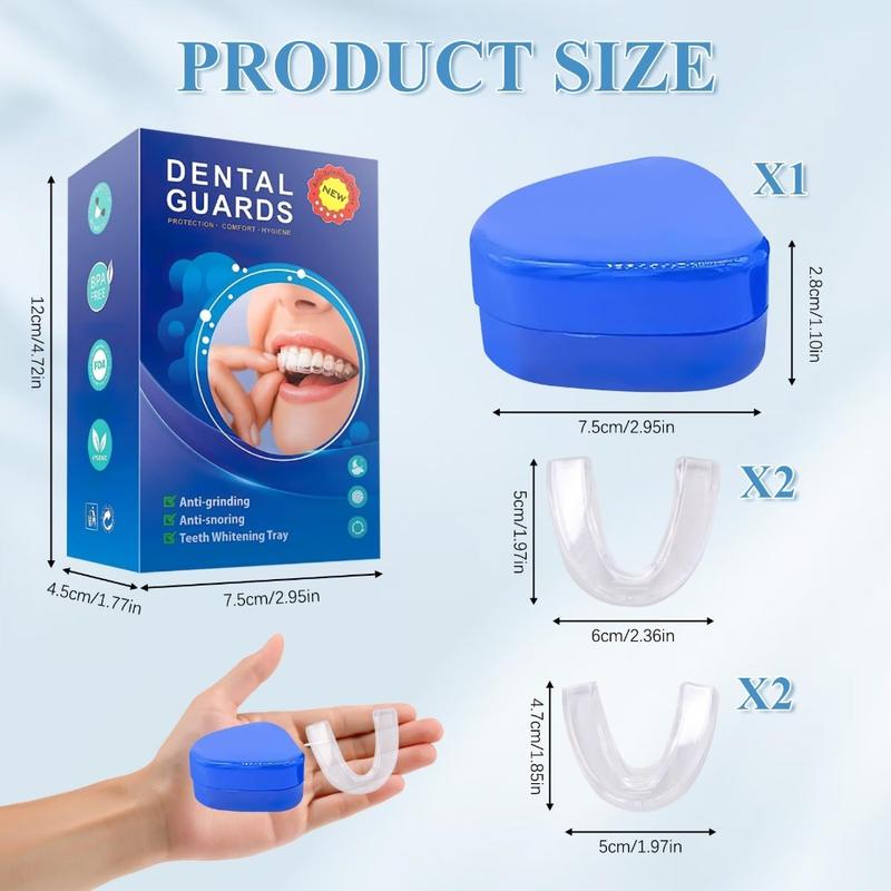 4-Pack Dental Mouth Guards for Teeth Grinding & Anti-Snoring – Reusable Custom-Fit Night Guards, Teeth Whitening Trays, Essential for Oral Health Protection, Mouthpiece