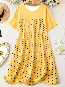 Polka Dot Short Sleeve Lounge Dress