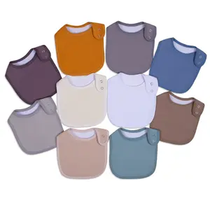 10pcs or 12pcs Adjustable Drool Bibs with Snap Closure - Soft Machine-Washable Solid Color Drool Bibs for Teething, Feeding & Mealtime, Assorted Pastel Colors, Drool Bibs |   Snap Closure Bibs |   Woven Bibs,Suitable for boys and girls,Large Size