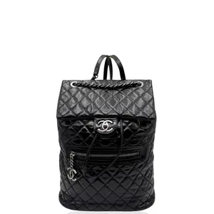 Pre-owned CHANEL Leather Backpacks Flap Backpack Calfskin Black (fu041726c9)