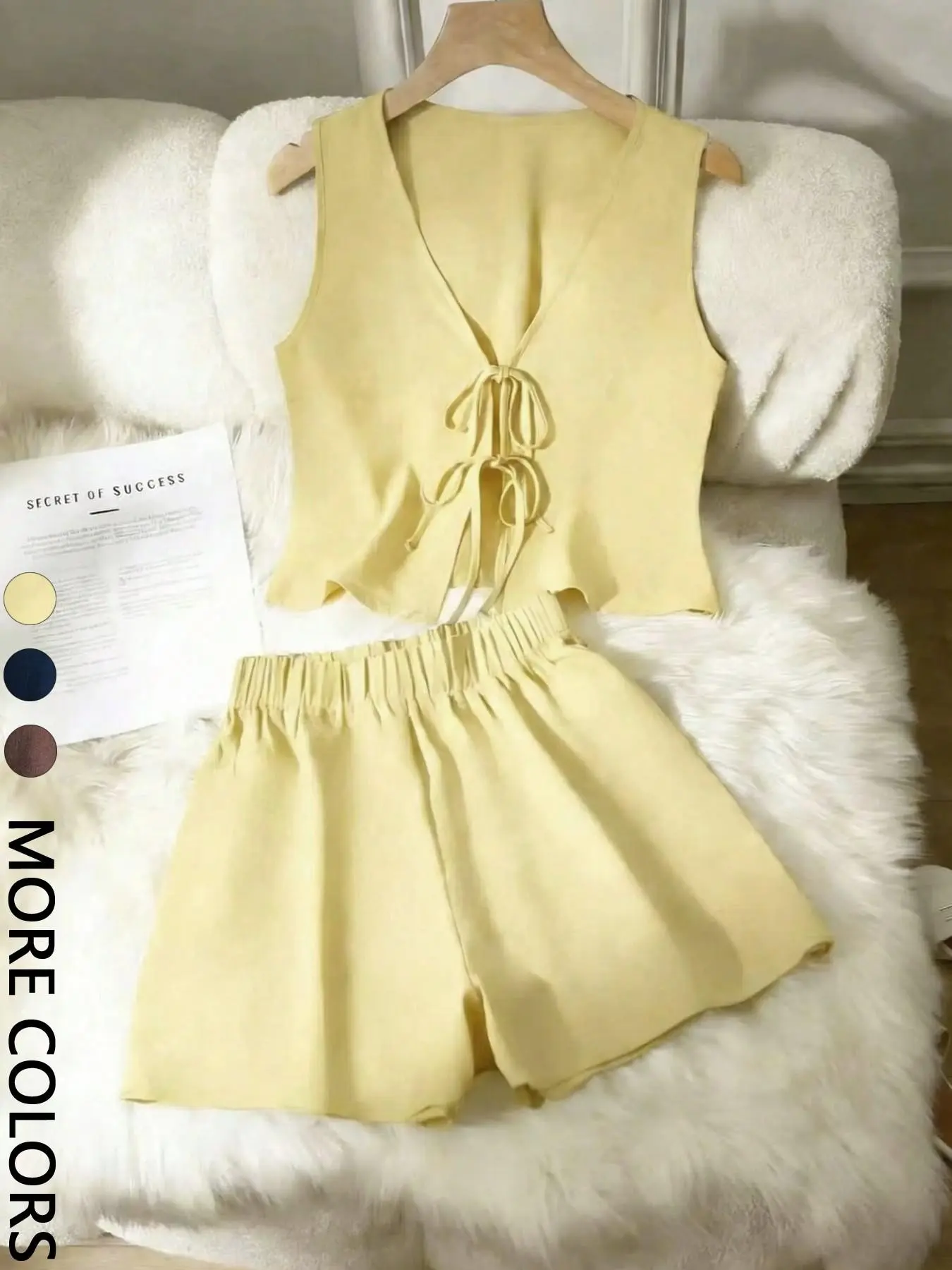 Women's Casual Minimalist Style Sleeveless Top & Wide Leg Fashionable Shorts Set Outfit, Stylish Chic Daily Wear, Perfect for Everyday Use, Comfortable Women's Clothing