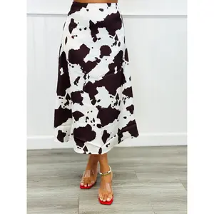 White Cow Print Midi Skirt (Reg.)