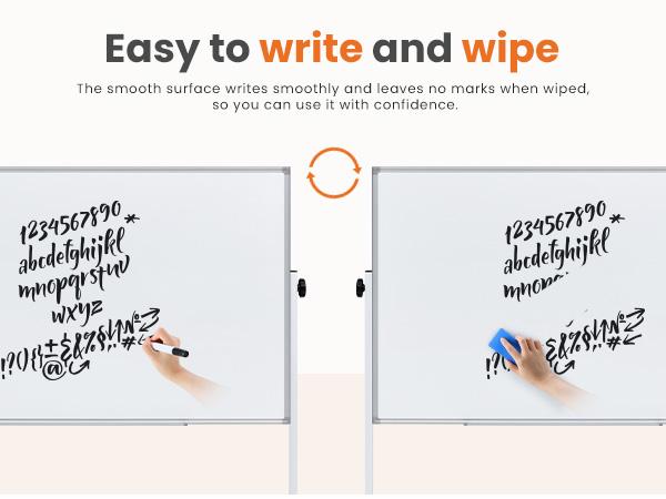Rolling Whiteboard Double Sided , Magnetic White Board Dry Erase 46"x32" on Wheels, Dry Erase Board with Stand for School, Office and Home, Silver Aluminium Frame