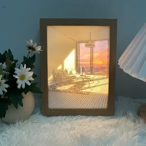 LED Light Art Frame, Adjustable Three-Color Lighting, Modern Rectangular Design, Ideal Bedroom Living Room Decor, Perfect Gift