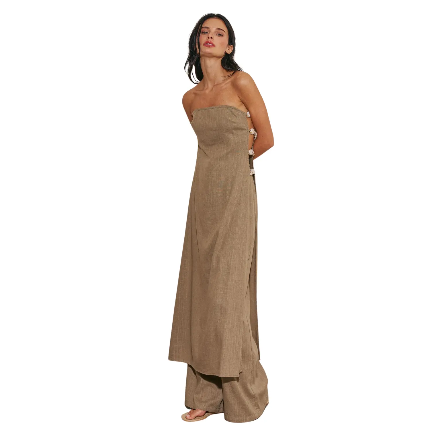 Mykonos Shell-Trim Tunic & Wide-Leg Set