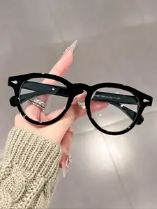 Fashion Oval Frame Eyeglasses, Heart-shaped Leg Decoration Alloy Material Eyeglasses, Perfect for Parties and Street Style, Trendy Frames