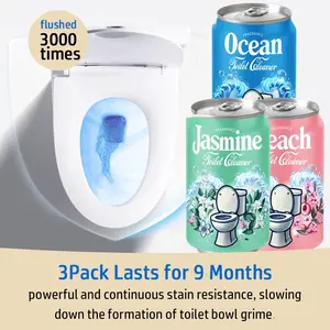 (Don’t Drink! )Beverage Can Toilet Bowl Cleaner – Septic Safe Toilet Tablets in Bottle, 3 Scents (Ocean, Jasmine, Peach), Automatic Long-Lasting Toilet Cleaner, Powerful Stain Remover & Deodorizer
