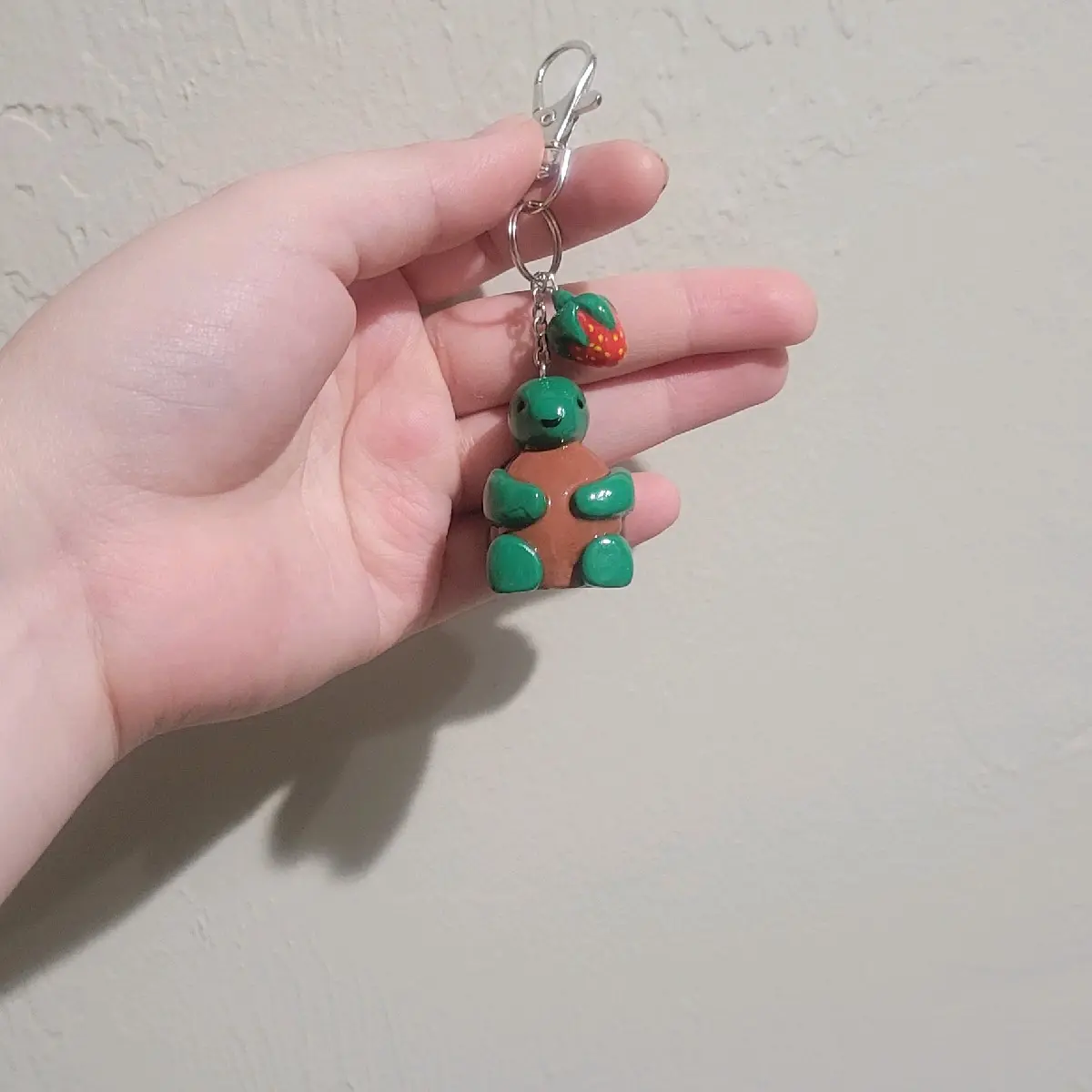 Mini Mates, Turtle Keychain, Cottage Core, Strawberry, Bag Charm, Polymer Clay