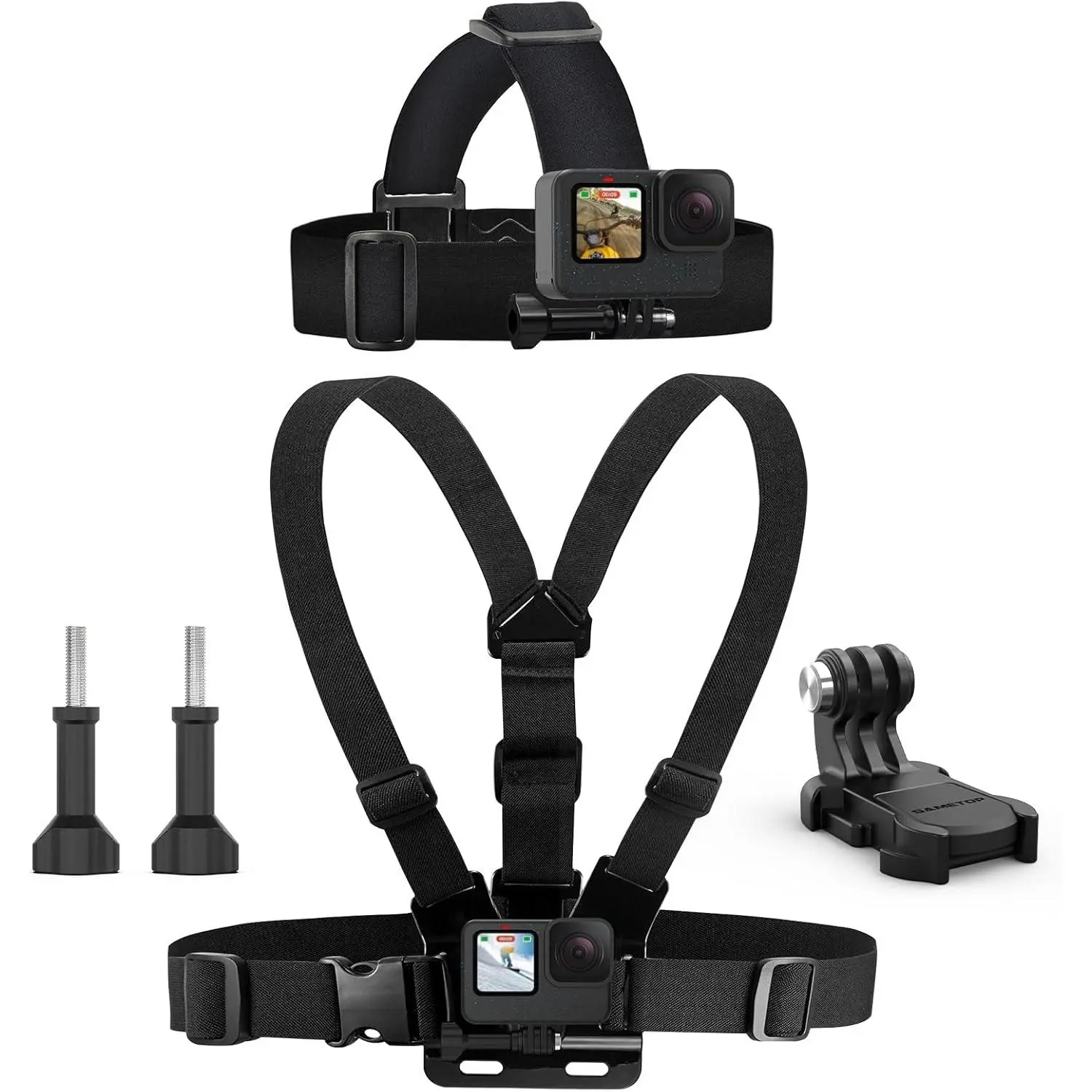 Head Mount Strap Chest Mount Harness Chesty Kit Compatible with GoPro Hero 13, 12, 11, 10, 9, 8, 7, 6, 5, 4, Session, 3+, 3, 2, 1, Hero (2018), Fusion, Max, DJI Osmo Action Cameras