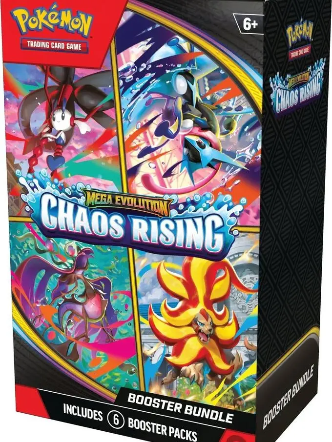 Chaos Rising TCG Boosters Bundle - ME04 Trading Card Series, Mega Evolutions ETB with 6 Packs, Six Packs
