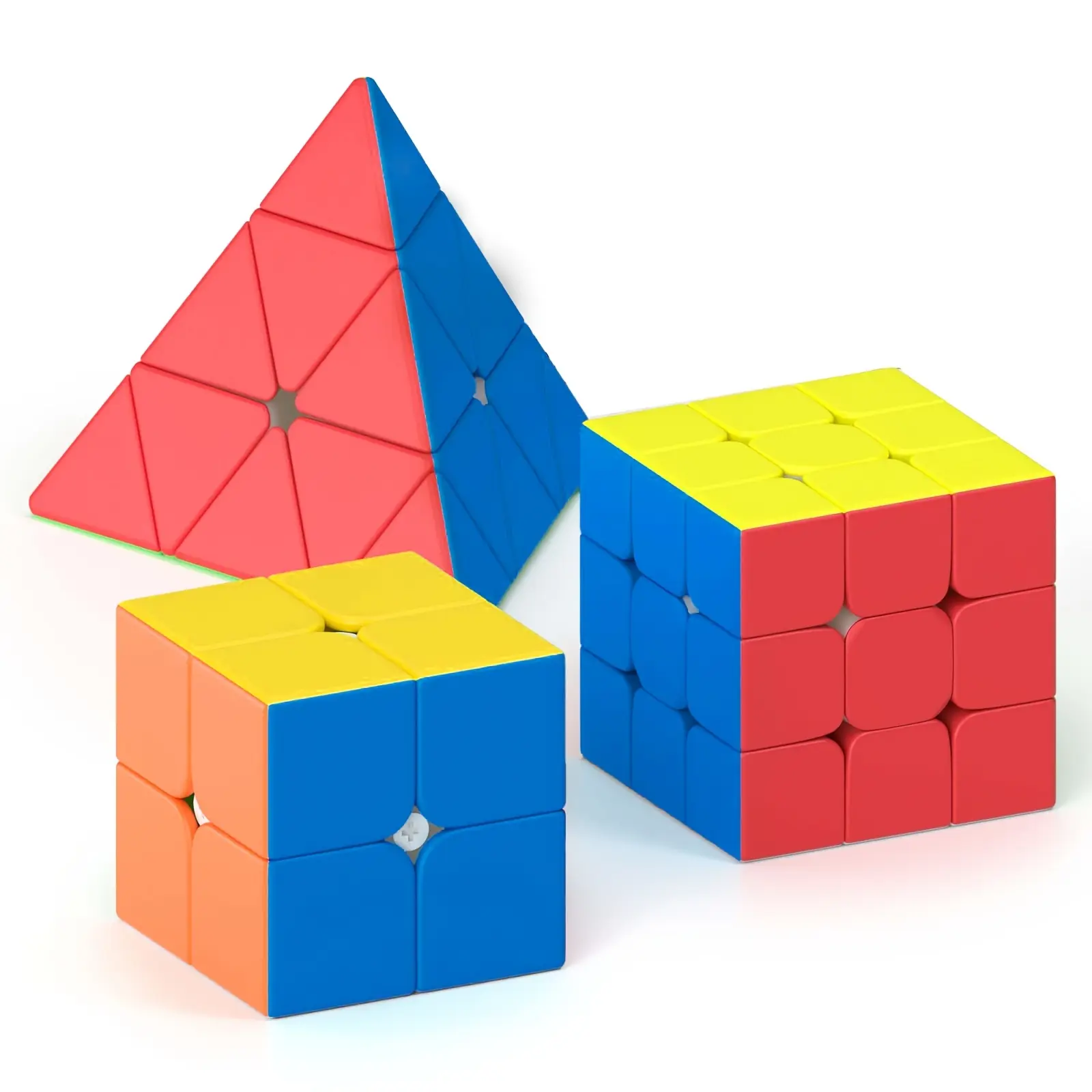 3pcs Speed Cube Set, Puzzle Cube, 3x3 Cube | Includes 2x2, 3x3, and Pyramid Styles | Smooth Rotation, Vibrant Colors, Durable Plastic Material, Suitable for Beginners and Advanced Users, Competitions, Parties, and Games | for and Children