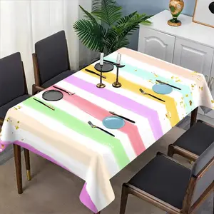 Rainbow Striped Tablecloth Set, Fabric, Suitable for Dining Tables, Tea Tables, TV Stands, Picnic Mats, Home and Party Use