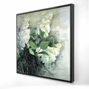 212 MAIN Framed Floral Wall Art, 36x36 in. White Lilac Flower Nature Print - Ready-to-Hang Artistic Botanical Farmhouse Decor for Rooms