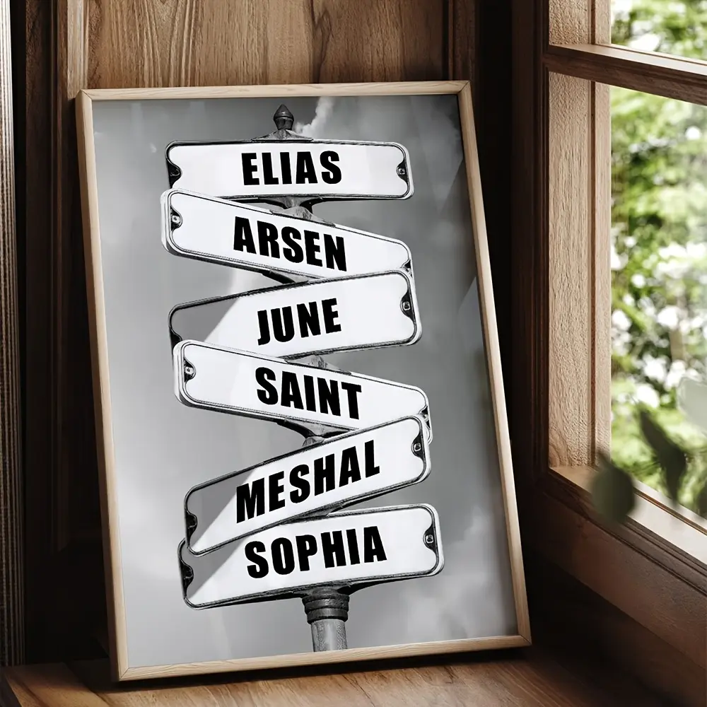 2D Flat, 1pc framed Personalized Customized Street Signs Multiple Names Framed Canvas Wall  Family Street Signs Framed Canvas Wall Art Printed Pictures Aesthetic Ideas  Custom Painted Family Members Names Living Ro, Father's Day, Independence Day