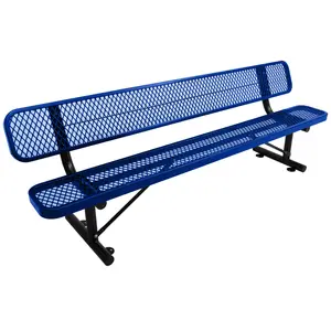8 ft.Outdoor Steel Bench with Backrest BLue